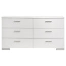 August - 6 Piece Queen Panel Bedroom Set With LED Lighting - White by HouseOfZazla