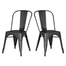 Set of 4 Stackable Metal Dining Chairs, Modern Industrial Slat Back by HouseOfZazla