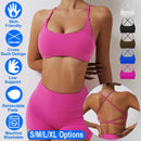 Cross Back Padded Sports Bra with Removable Pads by LJGDeals