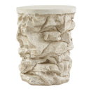 Beige Round Faux Stacked Stone MGO Side Table