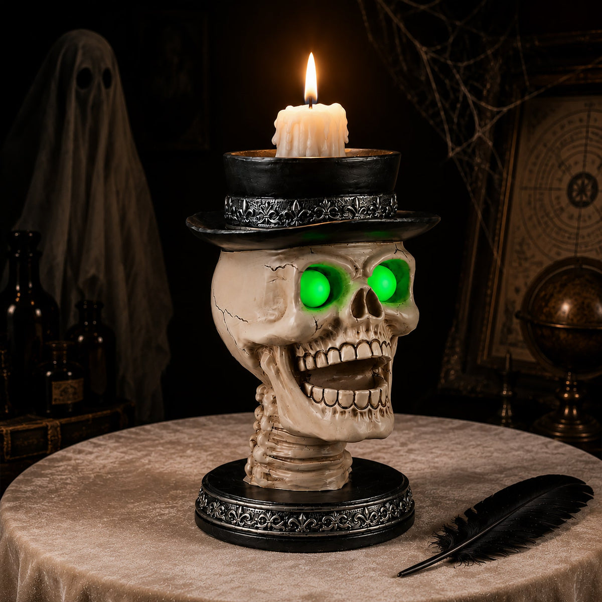 Halloween Skull Candle Holder with Glowing LED, photo 10 of 10