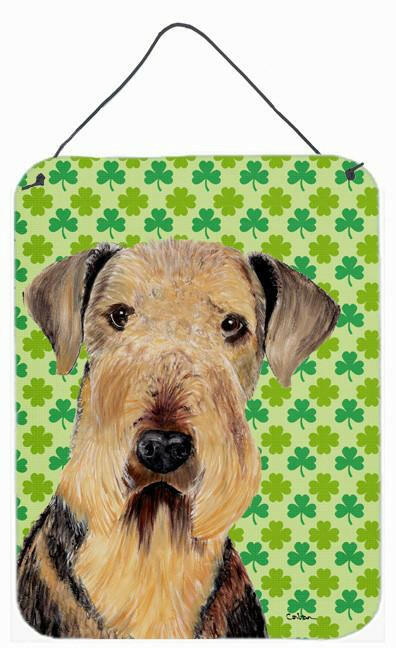 Airedale St. Patrick's Day Shamrock Portrait Wall or Door Hanging Prints