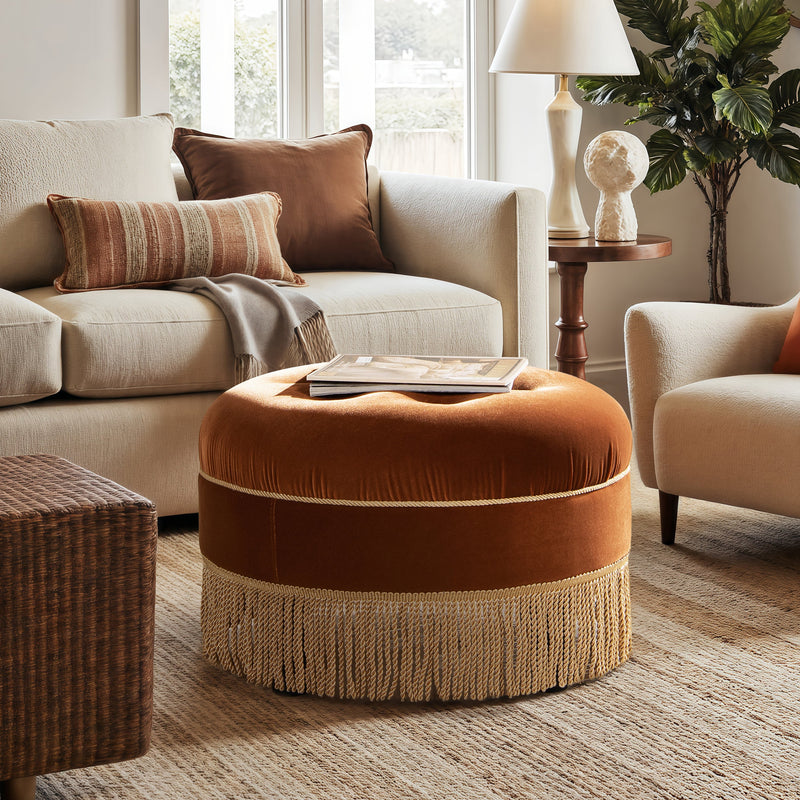 Yolanda 24" Round Upholstered Accent Ottoman, photo 2 of 10