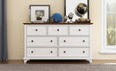3 Pieces Wooden Captain Bedroom Set Full Bed with Trundle, Nightstand and Dresser, White + Walnut