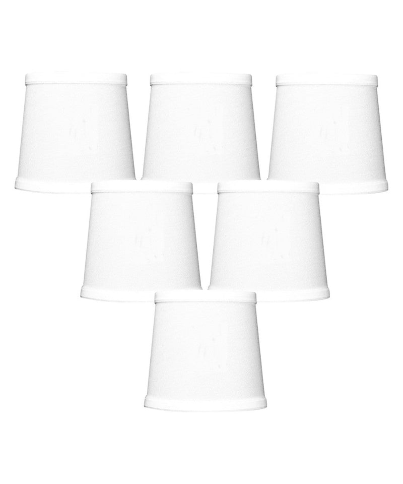 6"W x 5"H Set of 6 White Linen Drum Chandelier Clip-On Lampshade