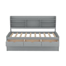 Captain Bed With Built In Bookshelves, 3 Storage Drawers, And Trundle