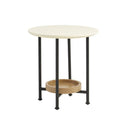 Oval End Table - White / Natural