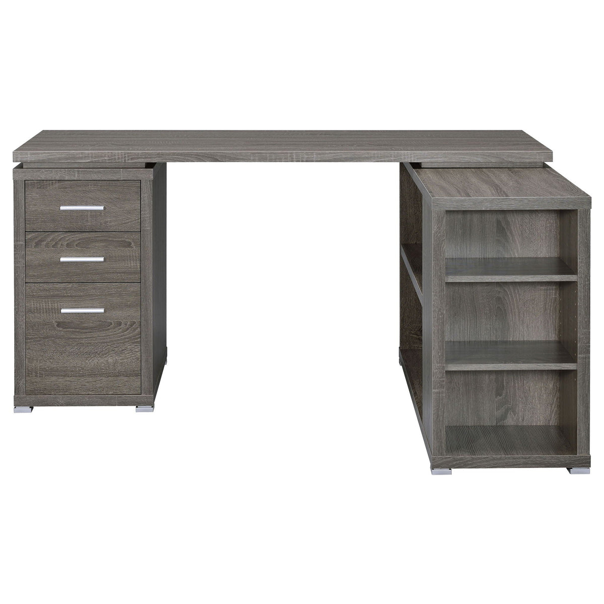 Yvette 60-inch 3-drawer L-Shape Computer Desk Weathered Grey, photo 4 of 7