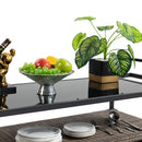 Outdoor Wicker Bar Cart with Glass Top and Wheels