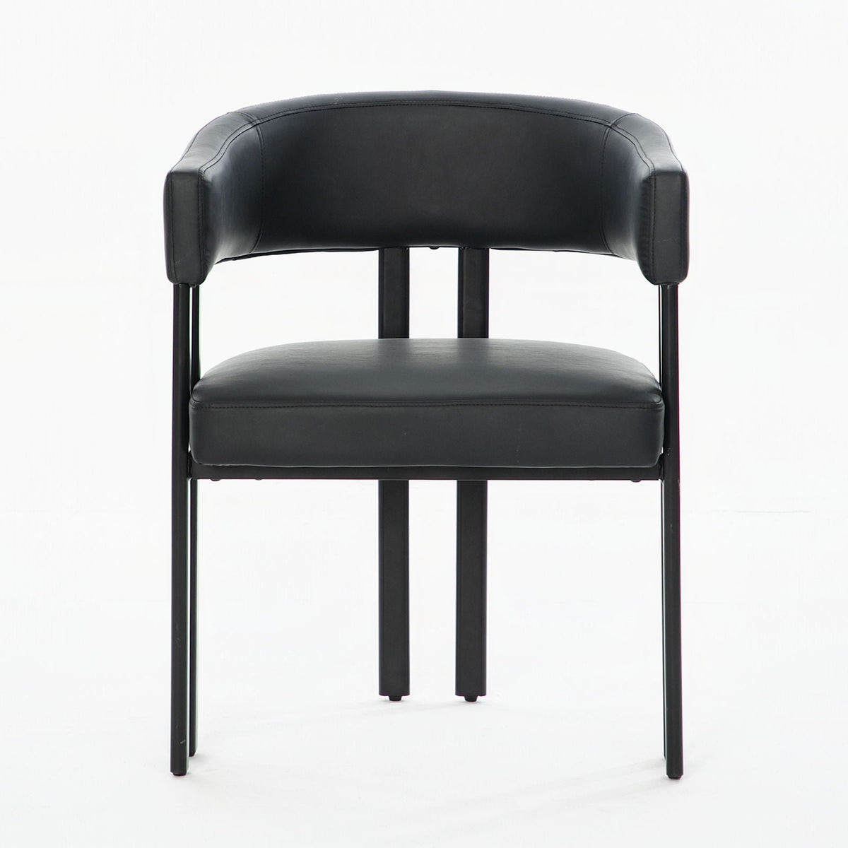 Modern Dining Upholstered Barrel Chair With Curved Back And Armrests, photo 3 of 23