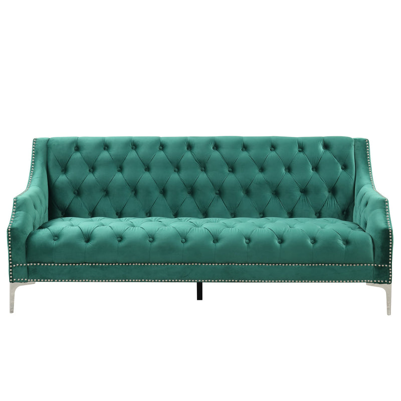 78" Modern Sofa Dutch Plush Upholstered Sofa with Metal Legs, Button Tufted Back Green