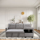 Reversible Sectional Storage Sleeper Sofa Bed, L-Shape 2 Seat Sectional Chaise With Storage, Skin-Feeling Fabric by HouseOfZazla