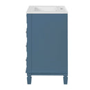 Bathroom Vanity With Ceramic Sink, Compact Cabinet With 2 Drawers And Adjustable Shelf - Blue by HouseOfZazla
