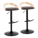 Grotto - Contemporary Adjustable Barstool With Swivel & Rounded T Footrest (Set of 2) by HouseOfZazla