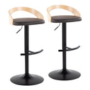 Grotto - Contemporary Adjustable Barstool With Swivel & Rounded T Footrest (Set of 2) by HouseOfZazla