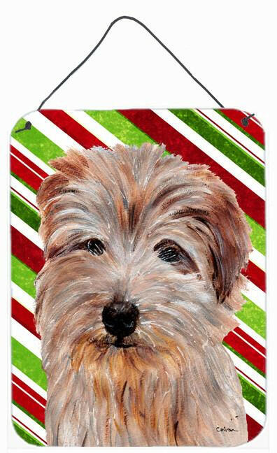 Norfolk Terrier Candy Cane Christmas Wall or Door Hanging Prints SC9808DS1216