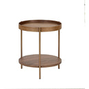 2-Piece Modern 2 tier Round Coffee Table Set for Living Room,Easy Assembly Nesting Coffee Tables, End Side Tables for Bedroom Office Balcony Yard,Walnut MDF