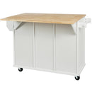 Kitchen Cart with Rubber wood Drop-Leaf Countertop ,Cabinet door internal storage racks,Kitchen Island on 5 Wheels with Storage Cabinet and 3 Drawers for Dinning Room,White by Montret