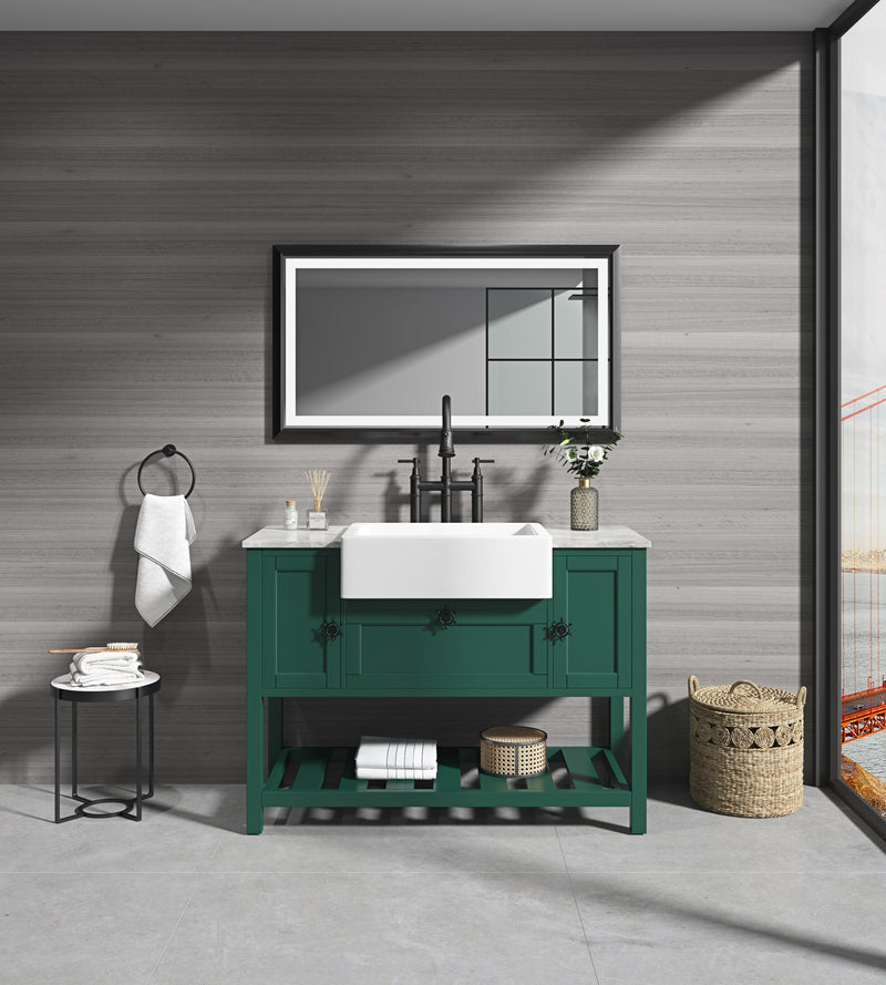 42 in. W x24 in. H Oversized Rectangular Black Framed LED Mirror Anti-Fog Dimmable Wall Mount Bathroom Vanity Mirror