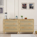 3 Drawers Rattan Storage Cabinet Rattan Drawer, For Bedroom, Living Room, Dining Room, Hallways (Set of 2) - Oak by HouseOfZazla