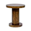 Bolin - Round Pillar Burl Accent Side Table - Walnut Brown by HouseOfZazla