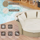 Outdoor Patio Daybed Wicker Rattan Double Daybed Round Sofa Furniture Set With Retractable Canopy, 4 Pillows For Lawn Garden by HouseOfZazla