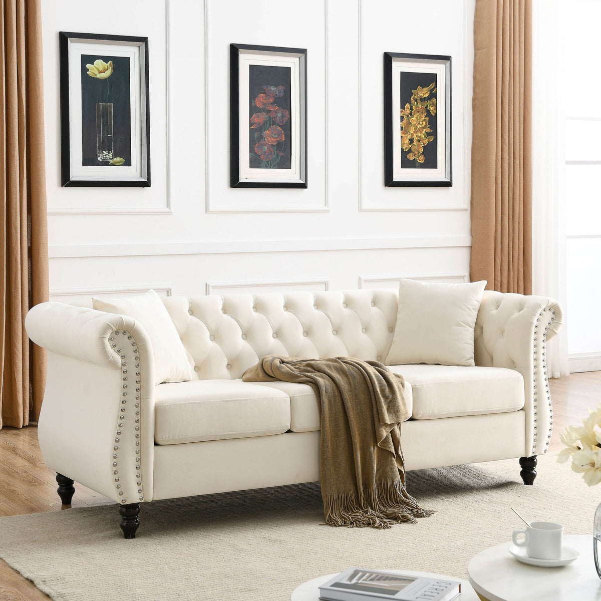 Chesterfield Sofa With Rolled Arms And Nailhead Trim, photo 40 of 40