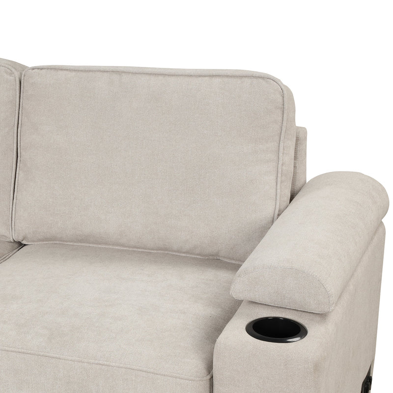 87.4" Sleeper Sofa Bed, 2 in 1 Pull Out sofa bed L Shape Couch with Storage Ottoman for Living Room, Bedroom Couch and Small Apartment, Beige