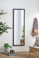 Full Length Mirror With Metal Beaded Frame, Rectangular Oversized Mirror For Living Room Bedroom - Black by Unique Piece Furniture