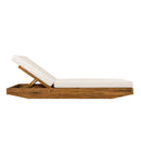 Acacia Wood Chaise Lounge with Cushion - Teak Finish