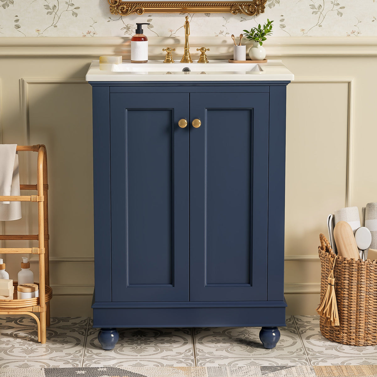 24 Inch Modern Bathroom Vanity Cabinet With Ceramic Sink, photo 2 of 10