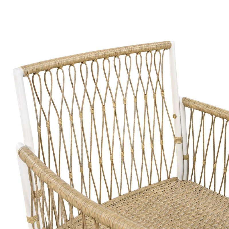 TOPMAX Modern 5-Piece Patio Extendable Wooden Dining Table Set, 12inch Butterfly Leaf Foldable Round Kitchen Table Set with 4 Rattan Arm Chairs for Backyard,Balcony, Garden, Poolside, Natural