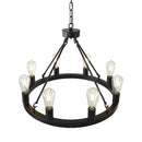 6 Light (No Bulbs) Wagon Wheel Chandelier Farmhouse Modern Small Round Chandelier For Living Room Kitchen Island Foyer Hallway Entryway Bedroom Dining Room Light Fixture Ceiling Hanging - Matte Black by HouseOfZazla