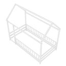 Twin Size Floor Wooden Bed with House Roof Frame
