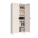 71'' 2 Shapely Door Cabinet With Lock, Metal Storage Cabinet with Doors and Adjustable Shelves, for Kitchen, Bedroom, Living Room(Beige)