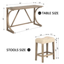 4-Piece Bar Table Set with Power Outlet, Dining Bar Table and Chairs Set, Bar Table Set with 3 Padded Stools for Living Room, Dining Room, Game Room, Brown by Montret