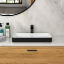 Semi Recessed Bathroom Sink With Vessel Design, Durable Glazed - White / Black