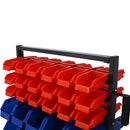 90 Parts Bin Shelving Storage Organizer With Locking Wheels For Shop Garage And Home - Black / Yellow by HouseOfZazla