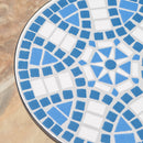 Outdoor Round Side Table With Mosaic Style Top And Curved Iron Legs - Blue / Matte Black by HouseOfZazla