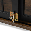 38" Heavy Duty Dog Crate Furniture for Medium Dog with Lockable Wheels, Wooden Dog Crate Dog Kennel, End Table Crate with Double layer storage, Brown