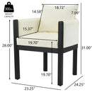 Linen Upholstered Armchair with Black Rubber Wood Legs