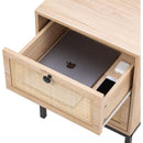 Set of 2 rectangle Rattan Bedside Table Nightstand with Drawer 2