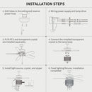 52'' Classical Crystal Ceiling Fan Lamp  3 Speed Hand Pull Chain (High, Mid, Low), 5 Reversible Blades for Living Room, Dining Room, Bedroom, Family Room, Chrome  ,3PCS*E12  (NO Include Bulb )