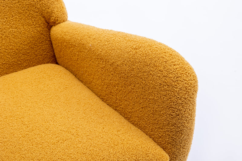 35.5 inch Rocking Chair, Soft Teddy Velvet Fabric Rocking Chair for Nursery, Comfy Wingback Glider Rocker with Safe Solid Wood Base for Living Room Bedroom Balcony (TURMERIC)