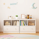 Toy Storage Organizer With Large Drawer And Low Bookshelf For Nursery & Playroom - White by HouseOfZazla