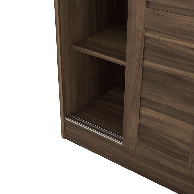 3-Door Shutter Wardrobe with shelves, Wulnut