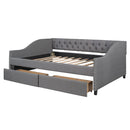 Upholstered Daybed With Two Drawers, Wood Slat Support by HouseOfZazla