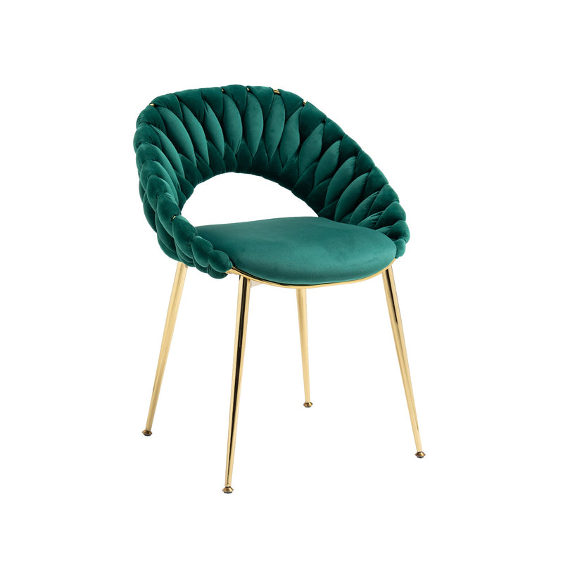 Accent Chairs Set of 2, Velvet Side Chairs with Gold Legs, Mid-Century Upholstered Dining Chairs for Living Room, Kitchen, Bedroom, Beauty Room