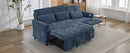 2-in-1 Sofa 82' Three-seater Sofa with Sofa Bed and Reversible Recliner, Blue Chenille
