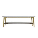 Coffee Table Rectangular Center Table For Living Room Open Space Side Table With Metal Frame - Golden / White by HouseOfZazla